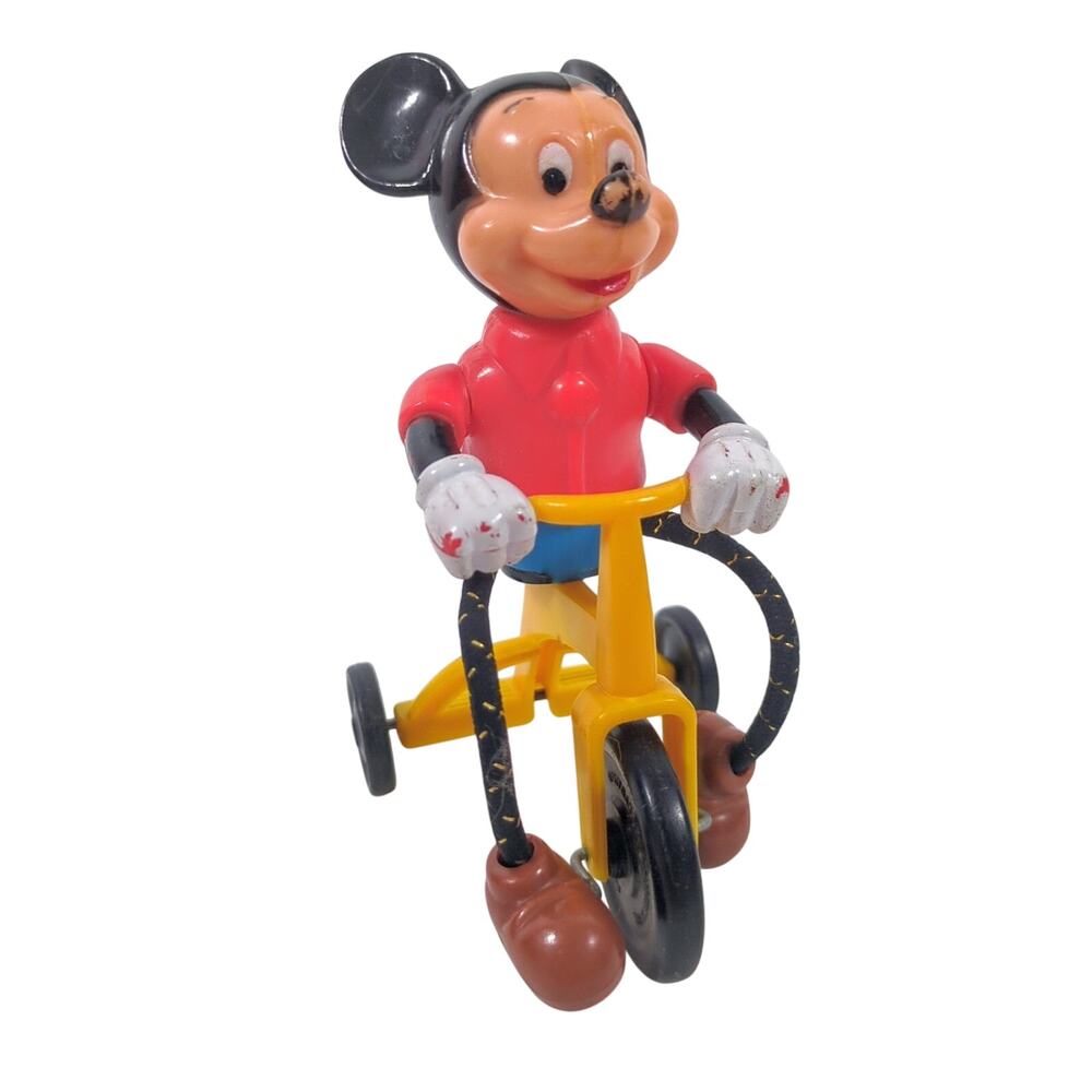 Vintage Mickey Mouse on Tricycle Plastic Wind Up Toy Walt Disney Productions